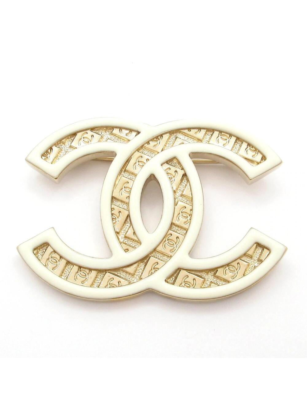 Chanel Coco Gold White Hardware Brooch #366481C12B